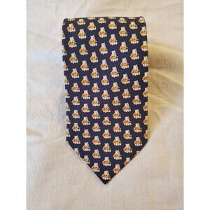 Caesar Via Della Croce 9/A Roma Men's Tie 100% Silk 60" x 4" White Bears theme